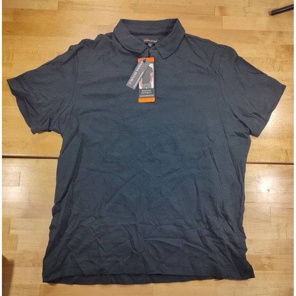 Banana Republic Men's Luxe Touch 100% Cotton Polo Shirt 2XL Black XXL new w tags - Picture 1 of 4